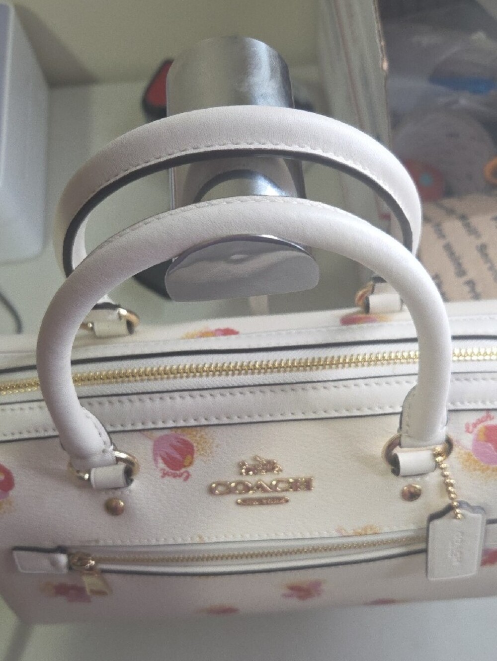 Coach Rowan Cream Floral Mini Satchel with Crossbody Strap - Picture 4 of 8